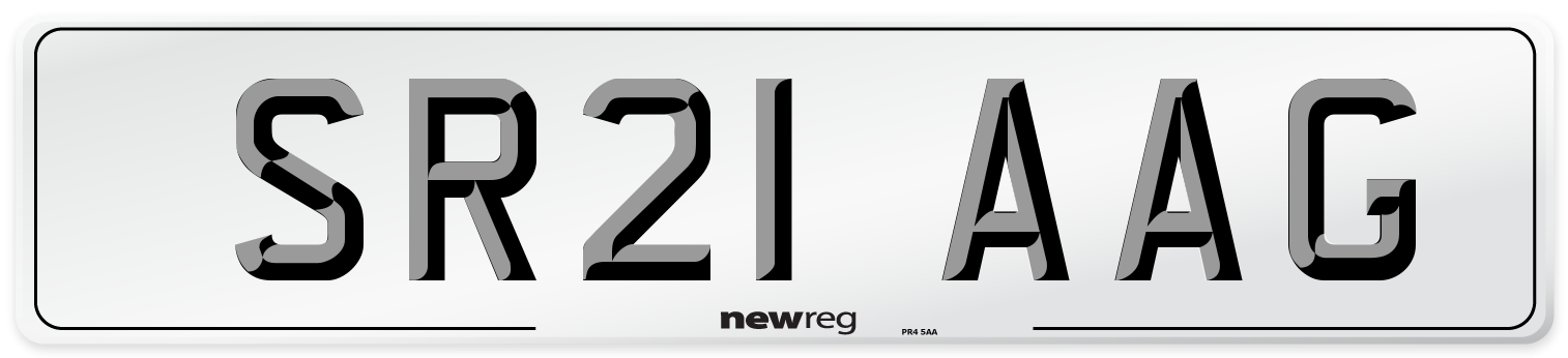 SR21 AAG Number Plate from New Reg